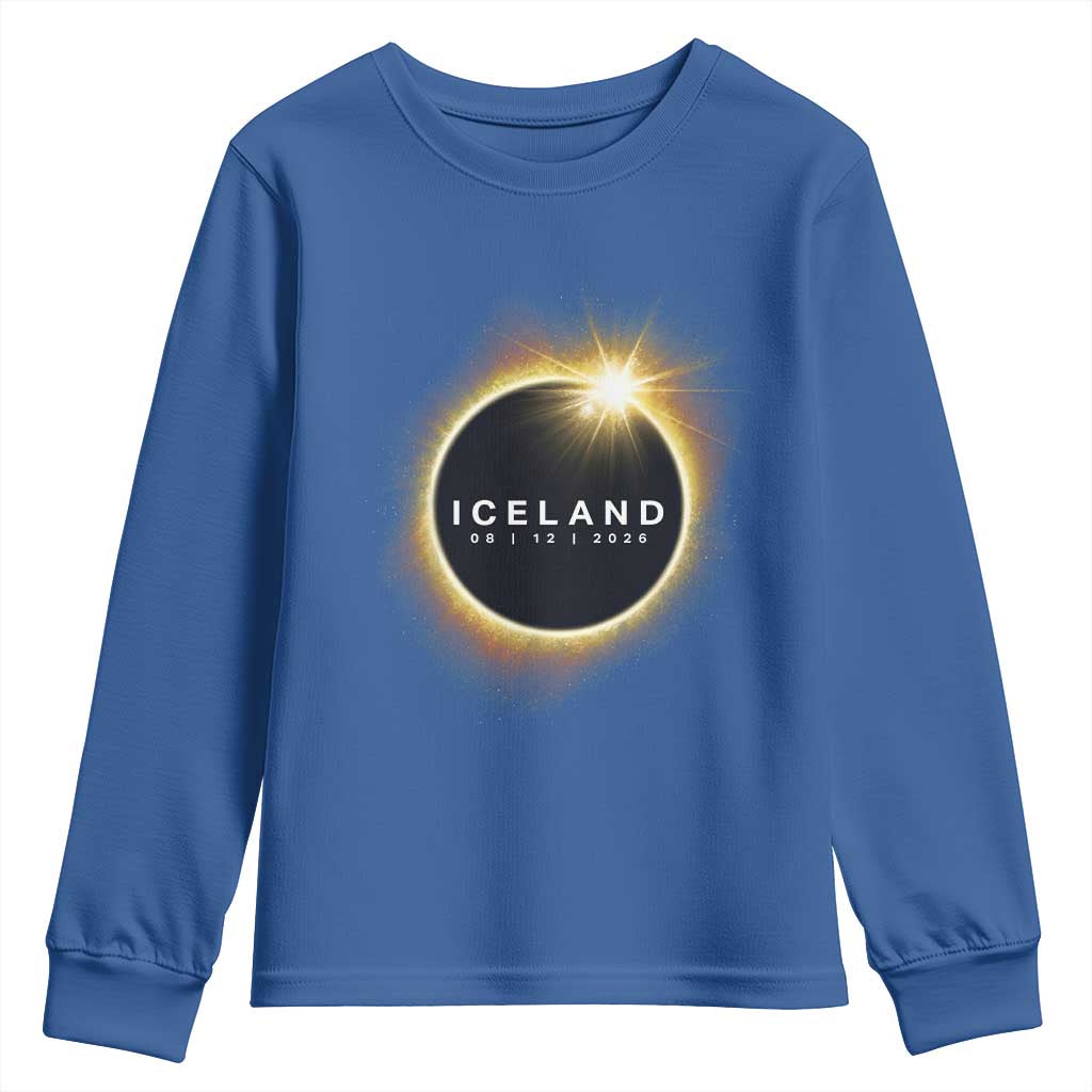Iceland Total Solar Eclipse 2026 Youth Sweatshirt Path of Totality Astronomy Gift TS02 Royal Blue Print Your Wear