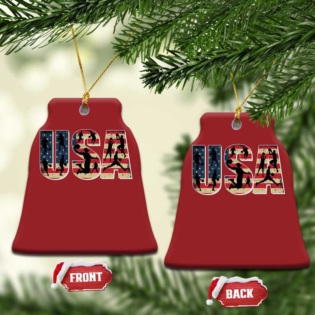 USA American Flag Basketball Christmas Ornament For Sports Enthusiast TS02 Bell Flake Red Print Your Wear