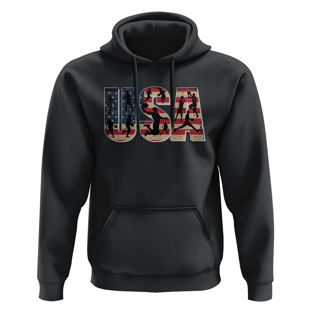 USA American Flag Basketball Hoodie For Sports Enthusiast TS02 Black Print Your Wear