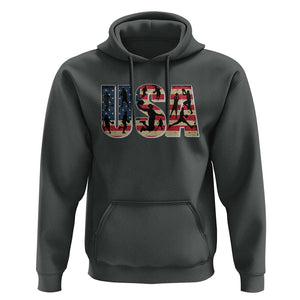 USA American Flag Basketball Hoodie For Sports Enthusiast TS02 Dark Heather Print Your Wear