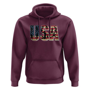 USA American Flag Basketball Hoodie For Sports Enthusiast TS02 Maroon Print Your Wear