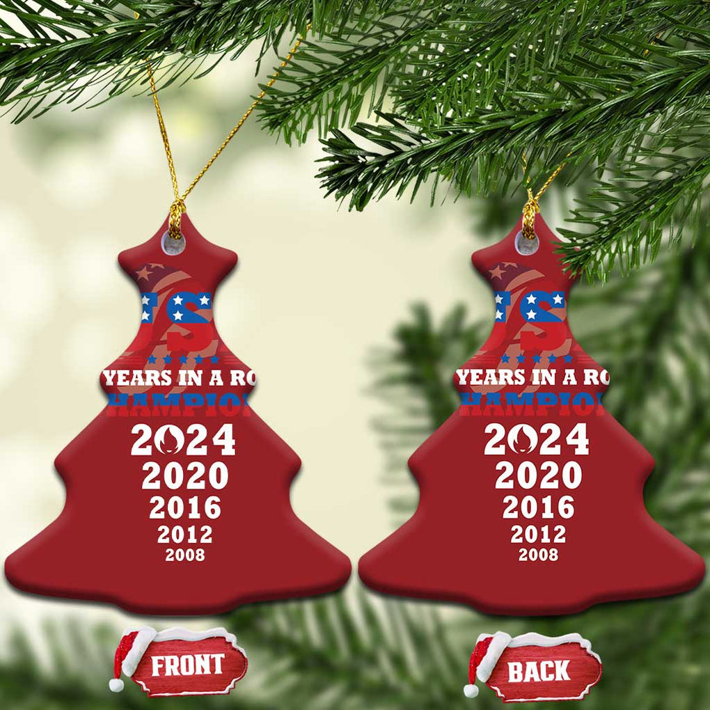 USA American Flag Basketball Christmas Ornament 5 Years In A Row Champions 2024 TS02 Christmas Tree Red Print Your Wear