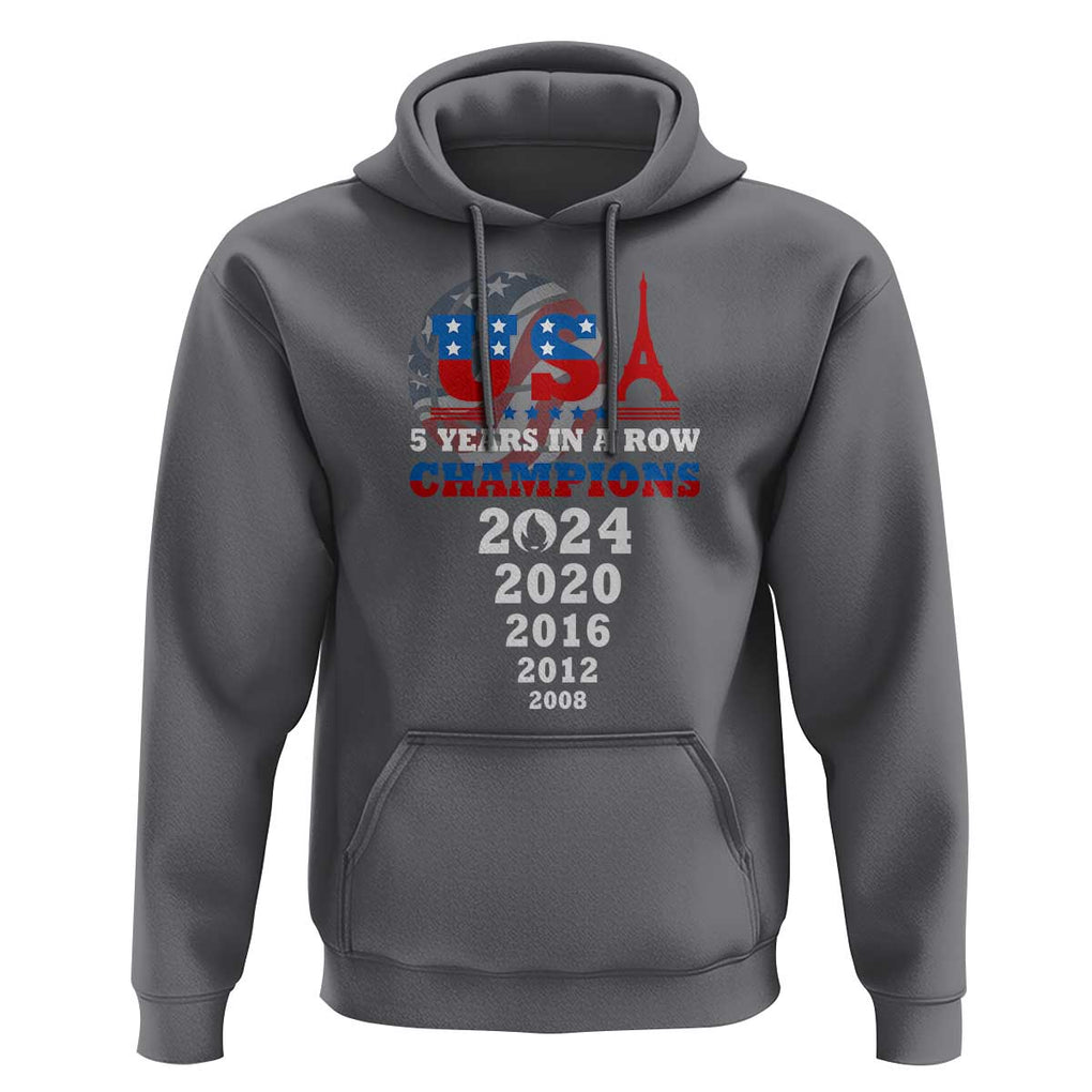USA American Flag Basketball Hoodie 5 Years In A Row Champions 2024 TS02 Charcoal Print Your Wear