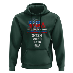 USA American Flag Basketball Hoodie 5 Years In A Row Champions 2024 TS02 Dark Forest Green Print Your Wear