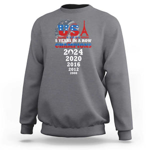 USA American Flag Basketball Sweatshirt 5 Years In A Row Champions 2024 TS02 Charcoal Print Your Wear