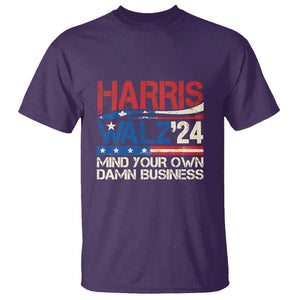 Harris Walz 2024 T Shirt Mind Your Own Damn Business Retro Vintage TS02 Purple Print Your Wear