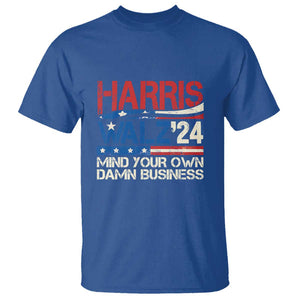 Harris Walz 2024 T Shirt Mind Your Own Damn Business Retro Vintage TS02 Royal Blue Print Your Wear
