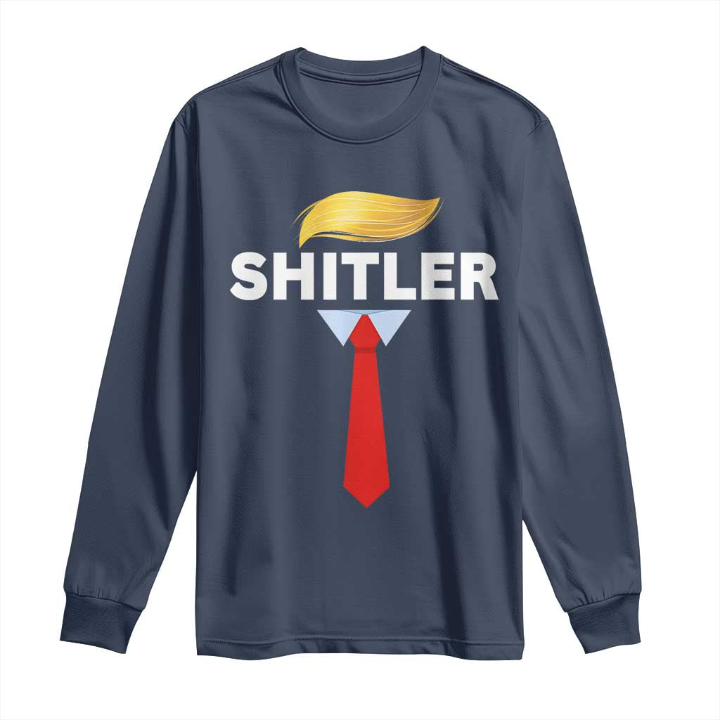 Funny Political Satire Long Sleeve Shirt Sarcastic Political Parody TS02 Navy Print Your Wear