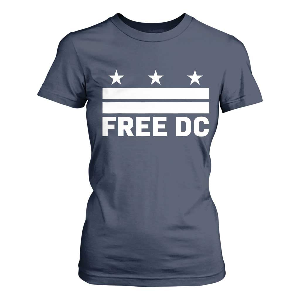 Free DC T Shirt For Women Defend Washington D.C. Statehood Politics TS02 Navy Print Your Wear