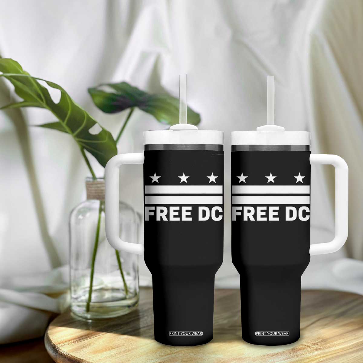 Free DC Tumbler With Handle Defend Washington D.C. Statehood Politics TS02 Print Your Wear