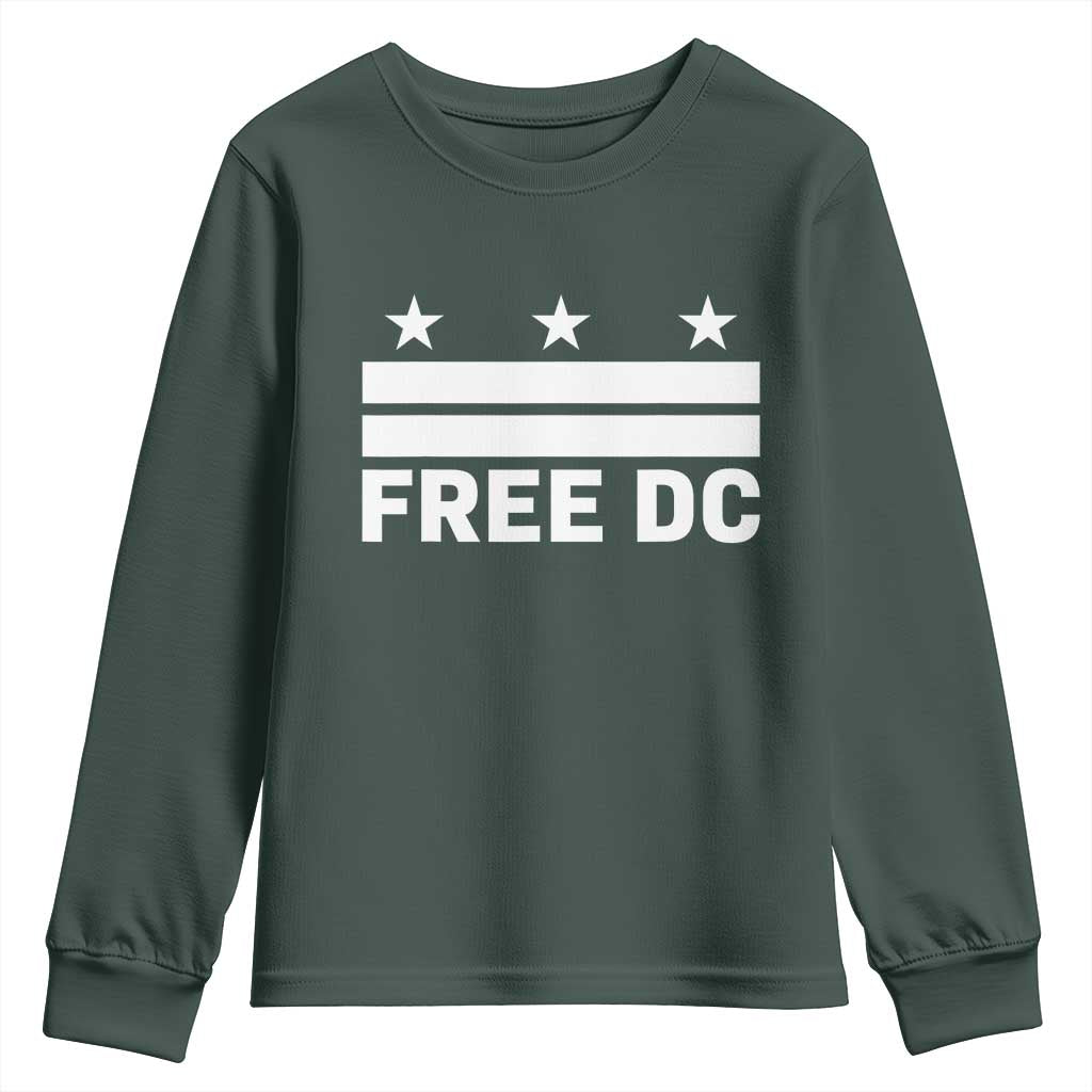 Free DC Youth Sweatshirt Defend Washington D.C. Statehood Politics TS02 Dark Forest Green Print Your Wear