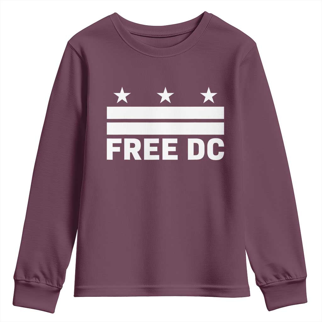 Free DC Youth Sweatshirt Defend Washington D.C. Statehood Politics TS02 Maroon Print Your Wear