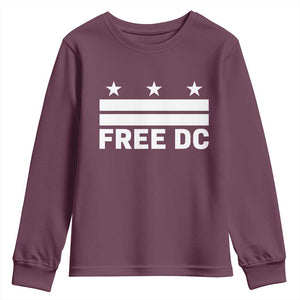 Free DC Youth Sweatshirt Defend Washington D.C. Statehood Politics TS02 Maroon Print Your Wear