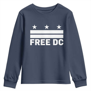 Free DC Youth Sweatshirt Defend Washington D.C. Statehood Politics TS02 Navy Print Your Wear
