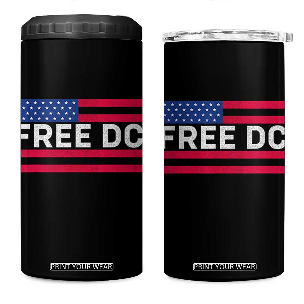 Free DC Patriotic 4 in 1 Can Cooler Tumbler Defend Washington D.C. Statehood American Flag TS02 One Size: 16 oz Black Print Your Wear