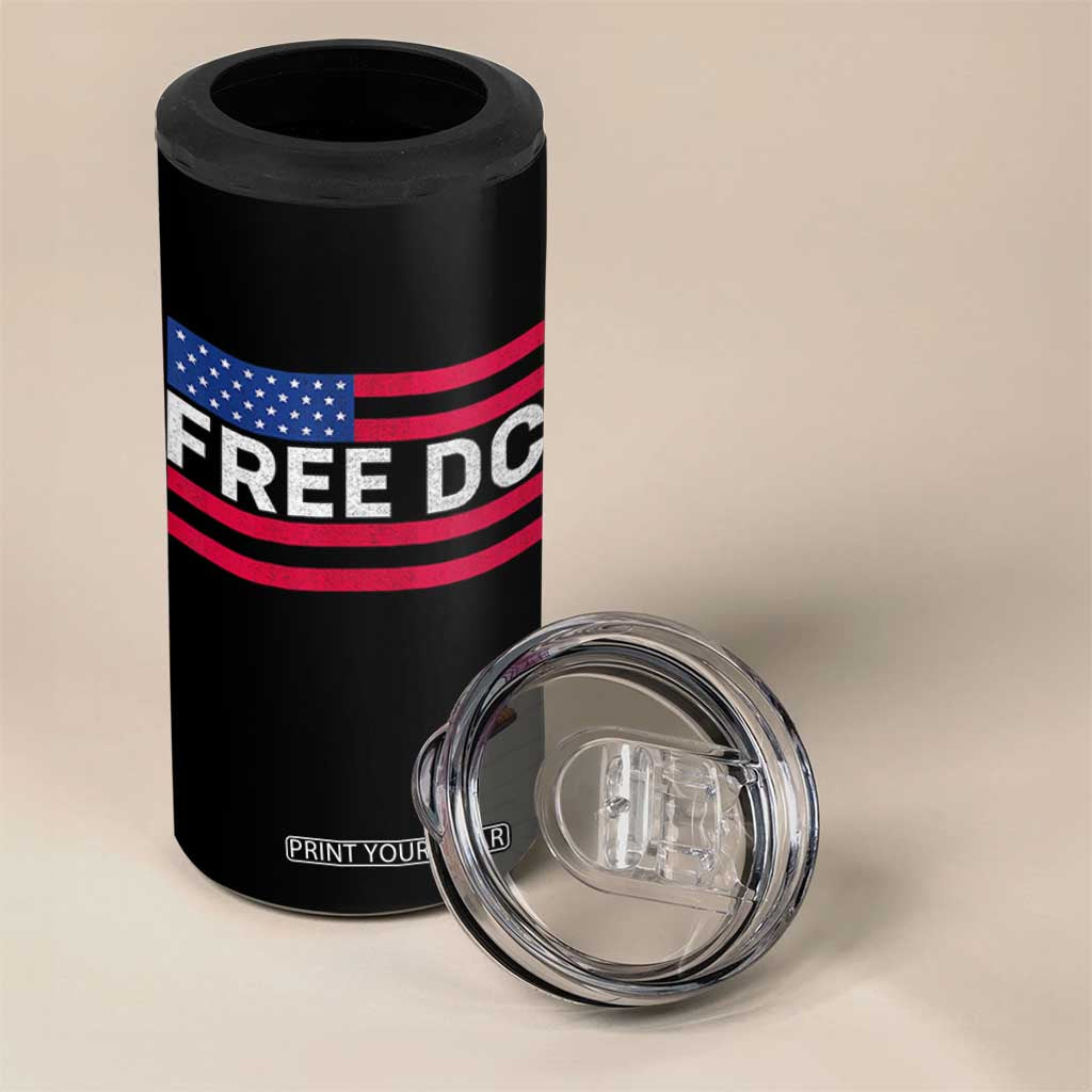 Free DC Patriotic 4 in 1 Can Cooler Tumbler Defend Washington D.C. Statehood American Flag TS02 Print Your Wear