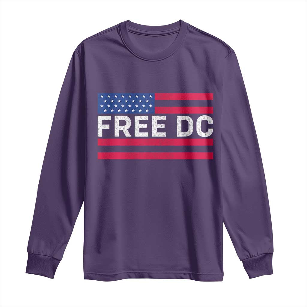 Free DC Patriotic Long Sleeve Shirt Defend Washington D.C. Statehood American Flag TS02 Purple Print Your Wear