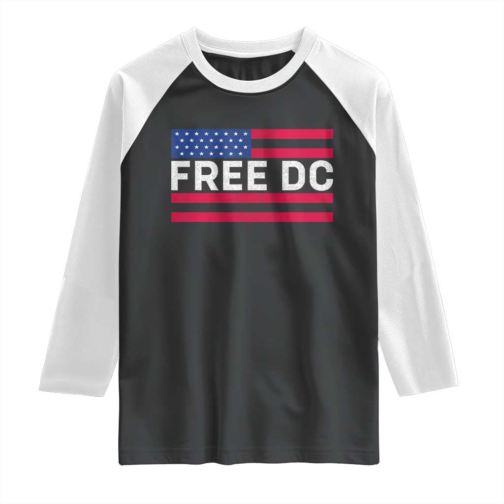 Free DC Patriotic Raglan Shirt Defend Washington D.C. Statehood American Flag TS02 Black White Print Your Wear