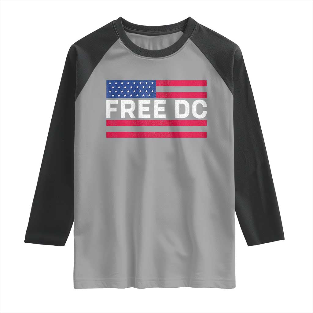 Free DC Patriotic Raglan Shirt Defend Washington D.C. Statehood American Flag TS02 Sport Gray Black Print Your Wear
