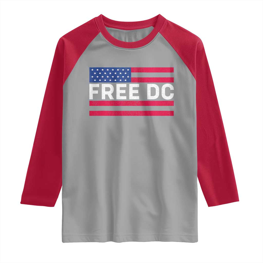 Free DC Patriotic Raglan Shirt Defend Washington D.C. Statehood American Flag TS02 Sport Gray Red Print Your Wear