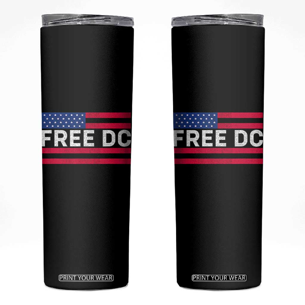 Free DC Patriotic Skinny Tumbler Defend Washington D.C. Statehood American Flag TS02 Black Print Your Wear