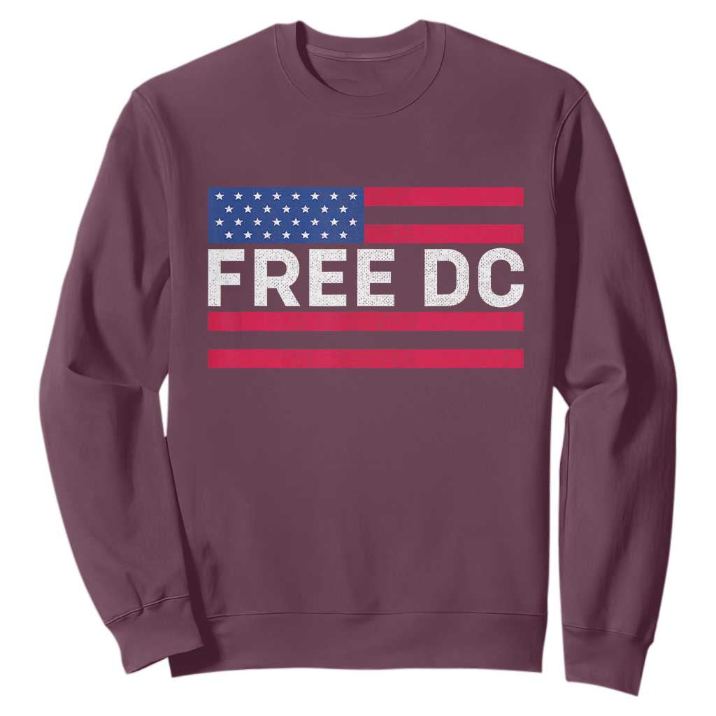 Free DC Patriotic Sweatshirt Defend Washington D.C. Statehood American Flag TS02 Maroon Print Your Wear