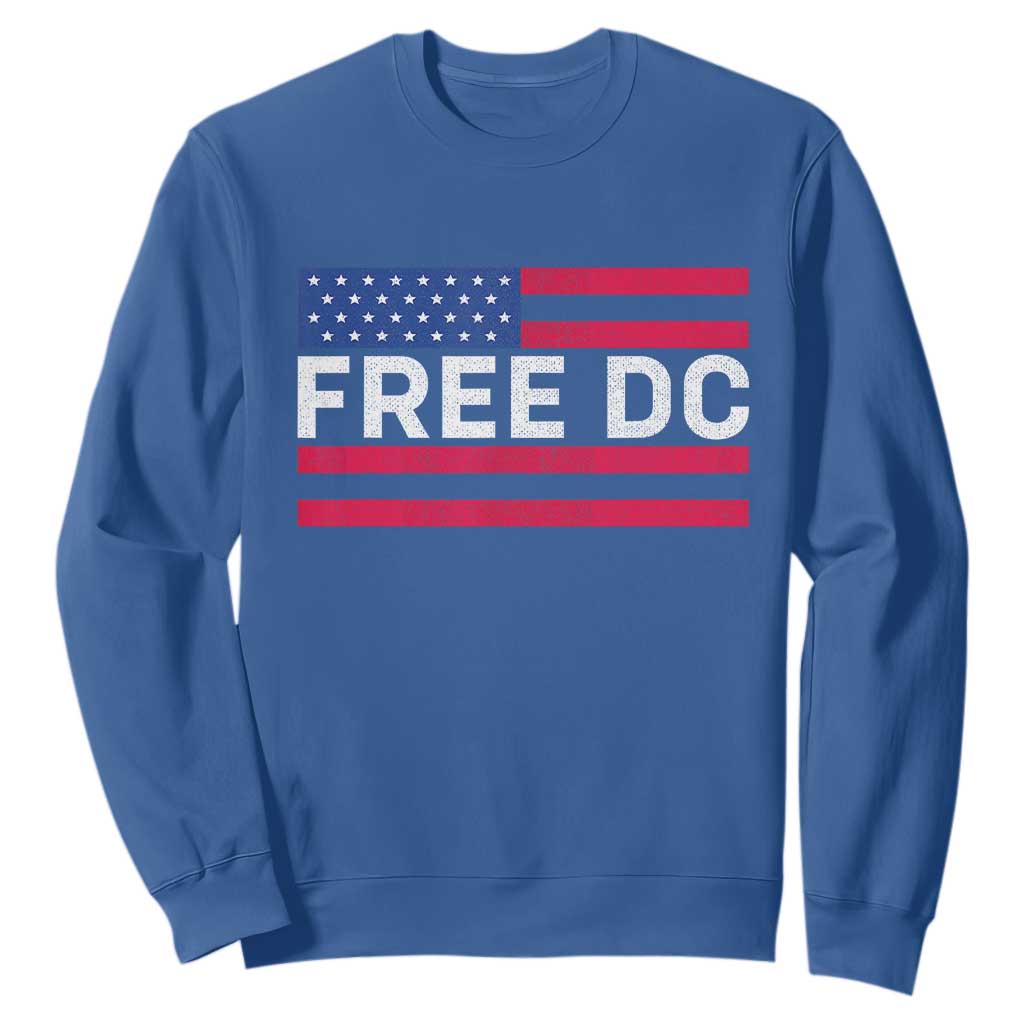 Free DC Patriotic Sweatshirt Defend Washington D.C. Statehood American Flag TS02 Royal Blue Print Your Wear