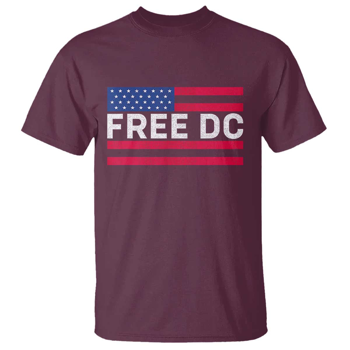 Free DC Patriotic T Shirt Defend Washington D.C. Statehood American Flag TS02 Maroon Print Your Wear