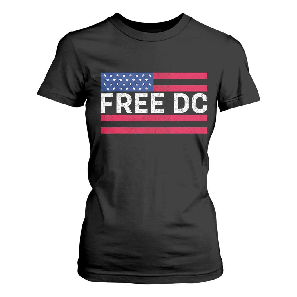 Free DC Patriotic T Shirt For Women Defend Washington D.C. Statehood American Flag TS02 Black Print Your Wear