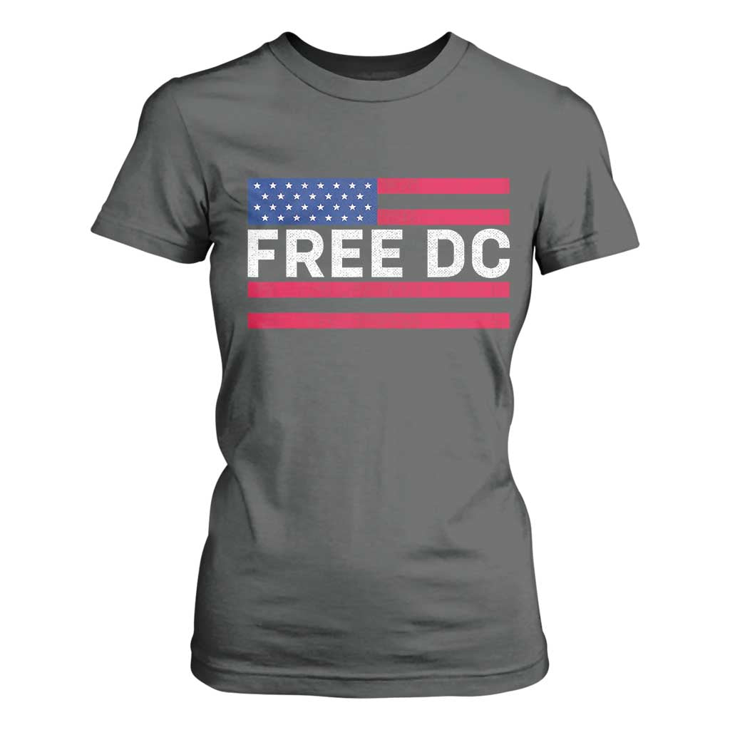 Free DC Patriotic T Shirt For Women Defend Washington D.C. Statehood American Flag TS02 Dark Heather Print Your Wear