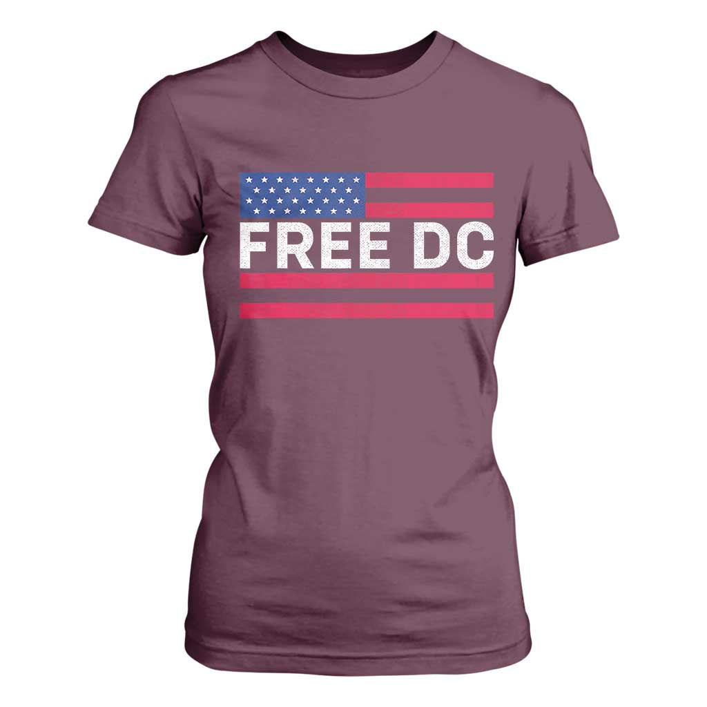 Free DC Patriotic T Shirt For Women Defend Washington D.C. Statehood American Flag TS02 Maroon Print Your Wear