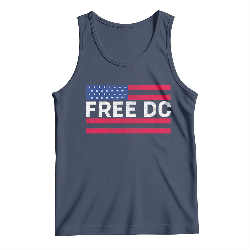 Free DC Patriotic Tank Top Defend Washington D.C. Statehood American Flag TS02 Navy Print Your Wear