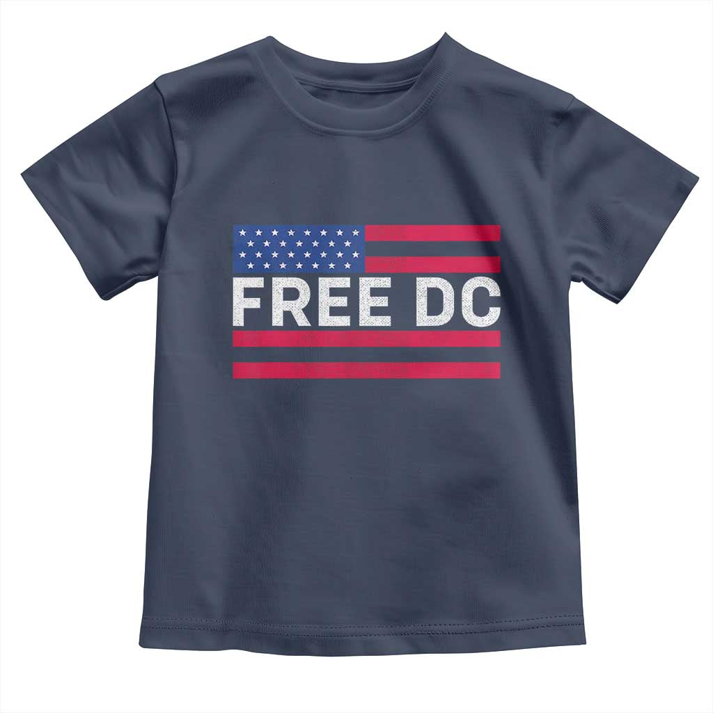 Free DC Patriotic Toddler T Shirt Defend Washington D.C. Statehood American Flag TS02 Navy Print Your Wear