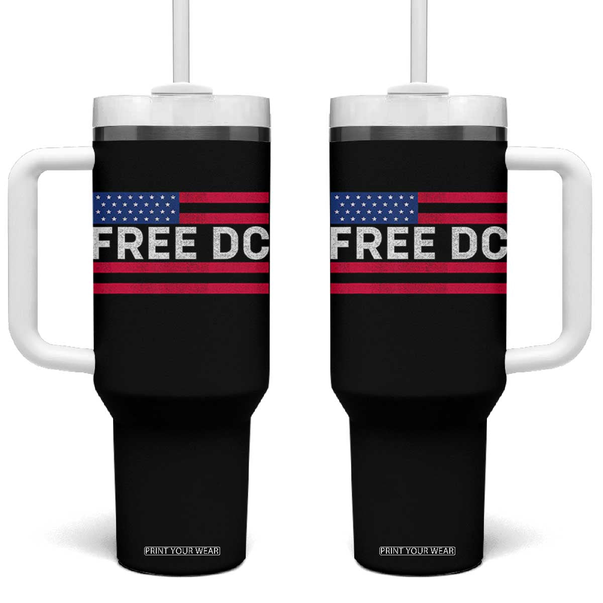 Free DC Patriotic Tumbler With Handle Defend Washington D.C. Statehood American Flag TS02 One Size: 40 oz Black Print Your Wear