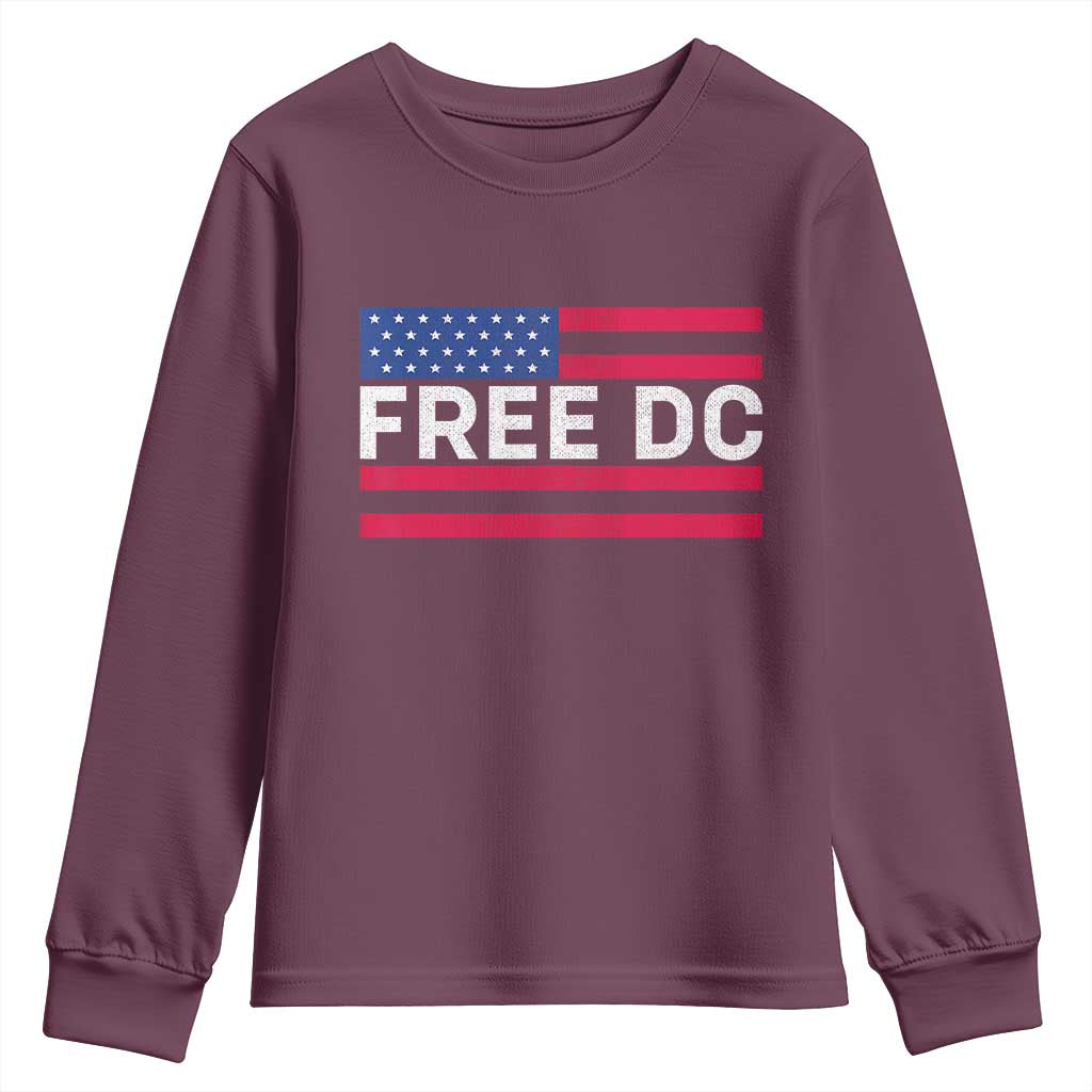Free DC Patriotic Youth Sweatshirt Defend Washington D.C. Statehood American Flag TS02 Maroon Print Your Wear