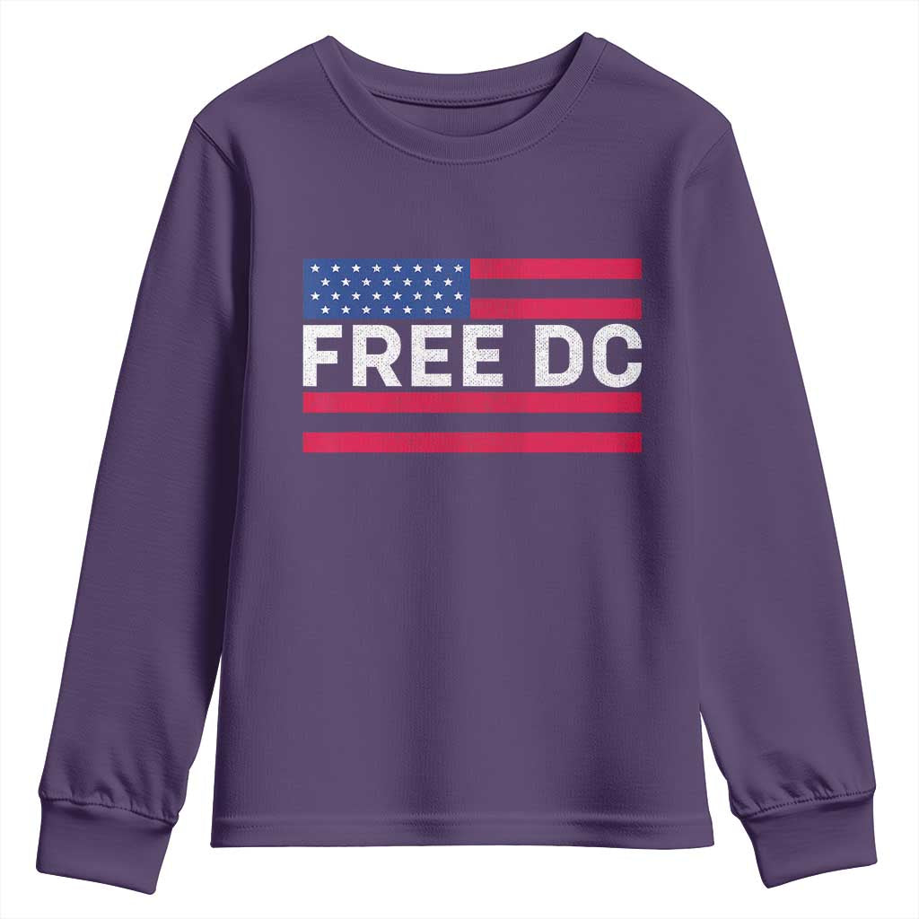 Free DC Patriotic Youth Sweatshirt Defend Washington D.C. Statehood American Flag TS02 Purple Print Your Wear