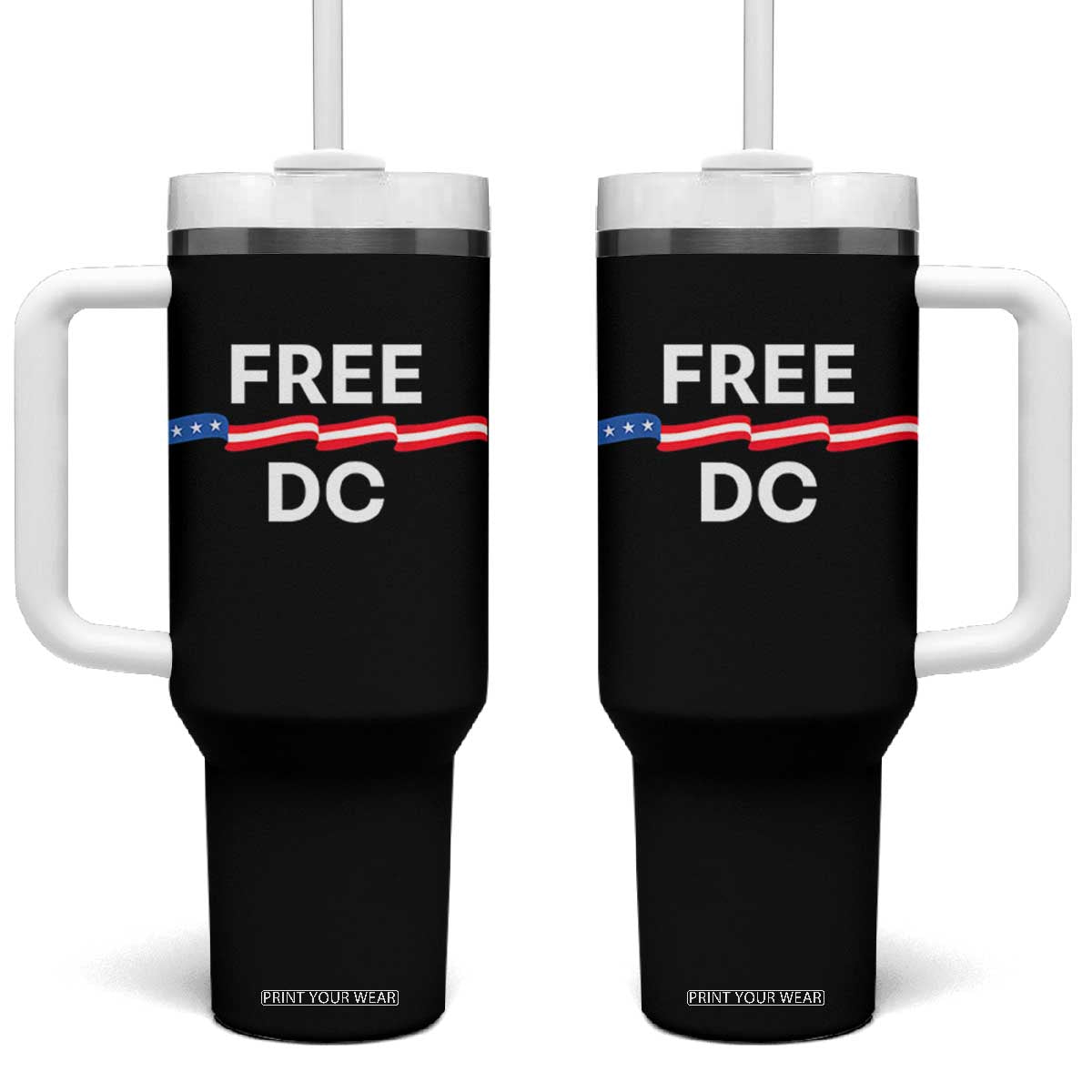 Free DC Tumbler With Handle Defend Washington D.C. Statehood Rights TS02 One Size: 40 oz Black Print Your Wear