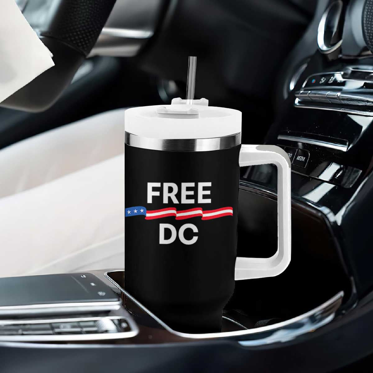 Free DC Tumbler With Handle Defend Washington D.C. Statehood Rights TS02 Print Your Wear