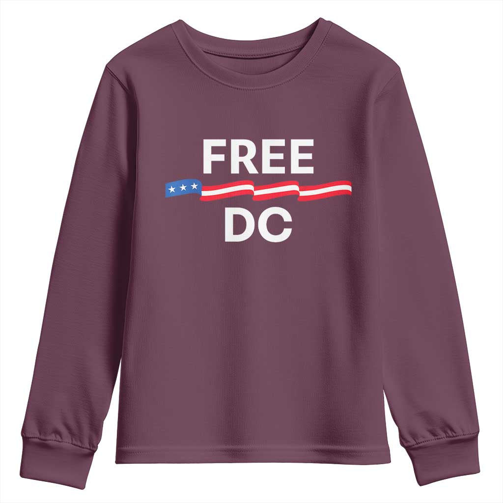 Free DC Youth Sweatshirt Defend Washington D.C. Statehood Rights TS02 Maroon Print Your Wear