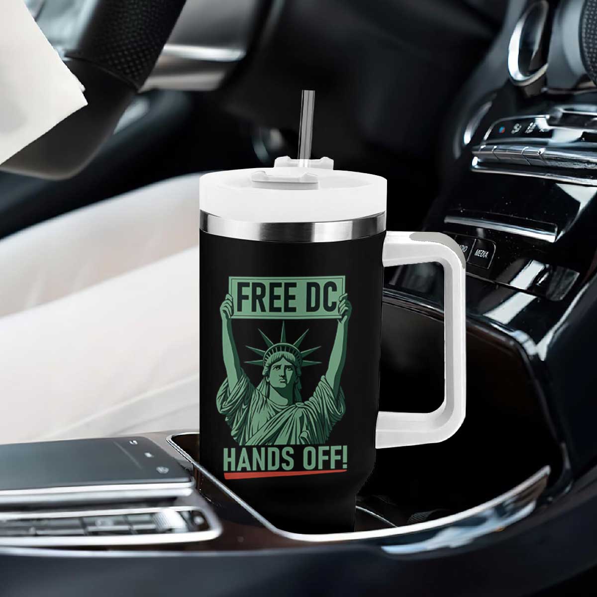 Free DC Hands Off Tumbler With Handle Statue of Liberty for Washington D.C. Rights TS02 Print Your Wear