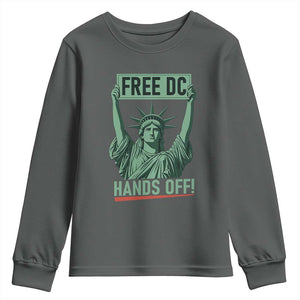 Free DC Hands Off Youth Sweatshirt Statue of Liberty for Washington D.C. Rights TS02 Dark Heather Print Your Wear