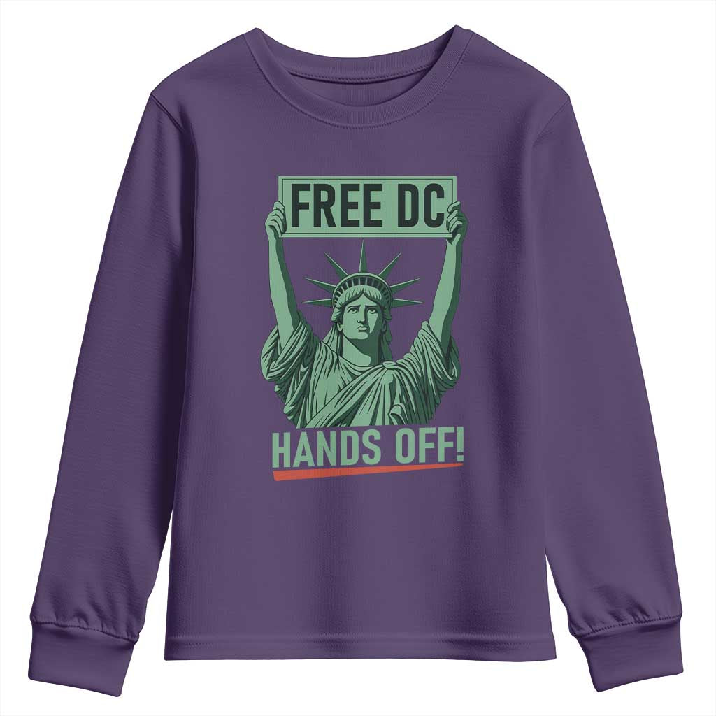 Free DC Hands Off Youth Sweatshirt Statue of Liberty for Washington D.C. Rights TS02 Purple Print Your Wear