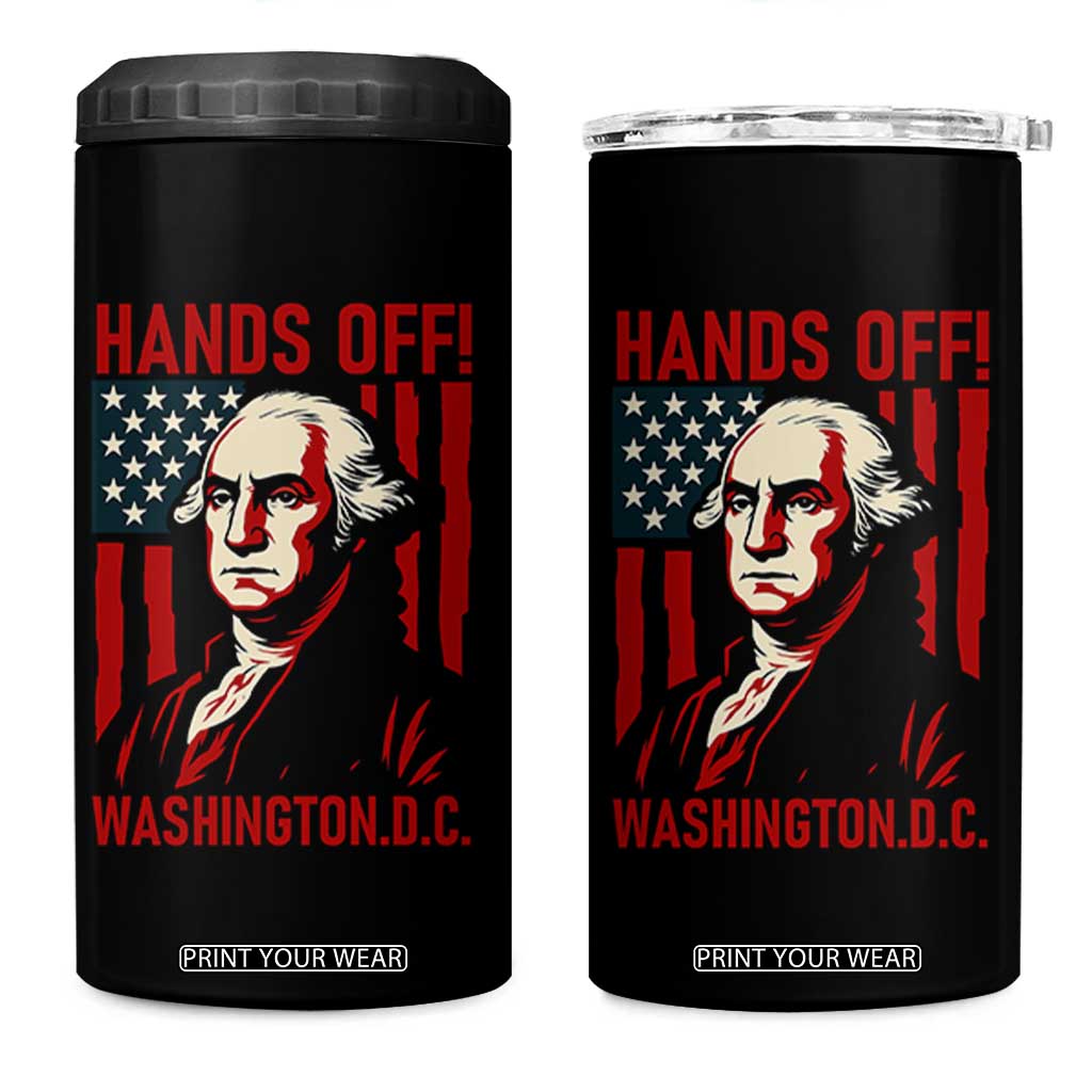 Hands Off DC Patriotic 4 in 1 Can Cooler Tumbler George Washington American Flag TS02 One Size: 16 oz Black Print Your Wear
