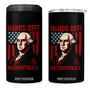 Hands Off DC Patriotic 4 in 1 Can Cooler Tumbler George Washington American Flag TS02 One Size: 16 oz Black Print Your Wear