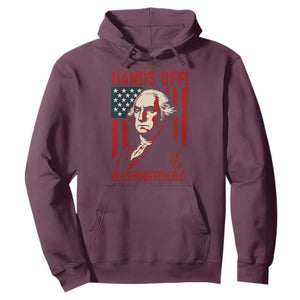 Hands Off DC Patriotic Hoodie George Washington American Flag TS02 Maroon Print Your Wear