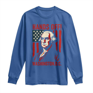 Hands Off DC Patriotic Long Sleeve Shirt George Washington American Flag TS02 Royal Blue Print Your Wear