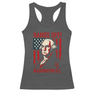Hands Off DC Patriotic Racerback Tank Top George Washington American Flag TS02 Dark Heather Print Your Wear