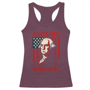 Hands Off DC Patriotic Racerback Tank Top George Washington American Flag TS02 Maroon Print Your Wear