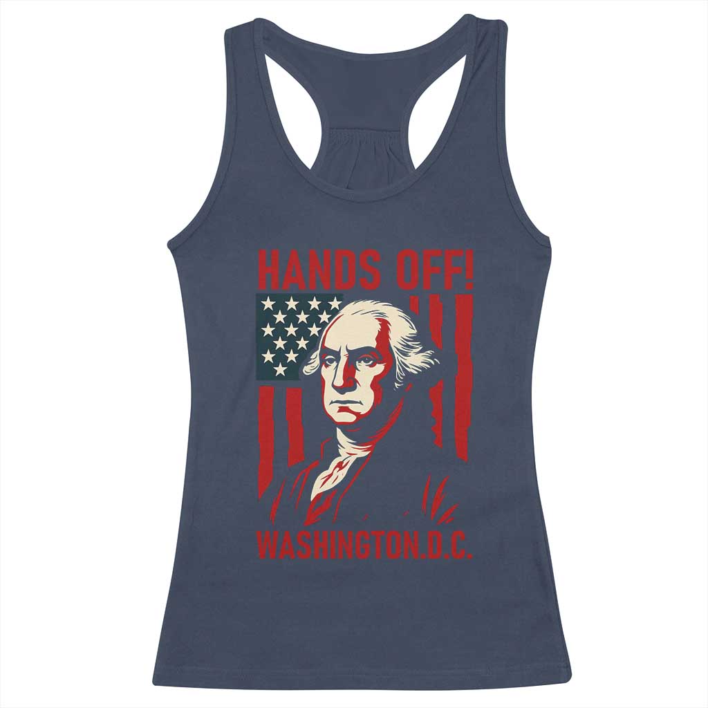 Hands Off DC Patriotic Racerback Tank Top George Washington American Flag TS02 Navy Print Your Wear