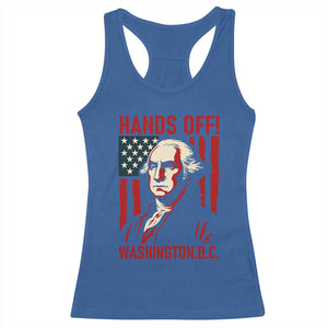 Hands Off DC Patriotic Racerback Tank Top George Washington American Flag TS02 Royal Blue Print Your Wear